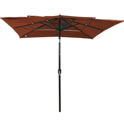 MAISON EXCLUSIVE - Parasol de jardin à 3 niveaux avec mât en aluminium terre cuite