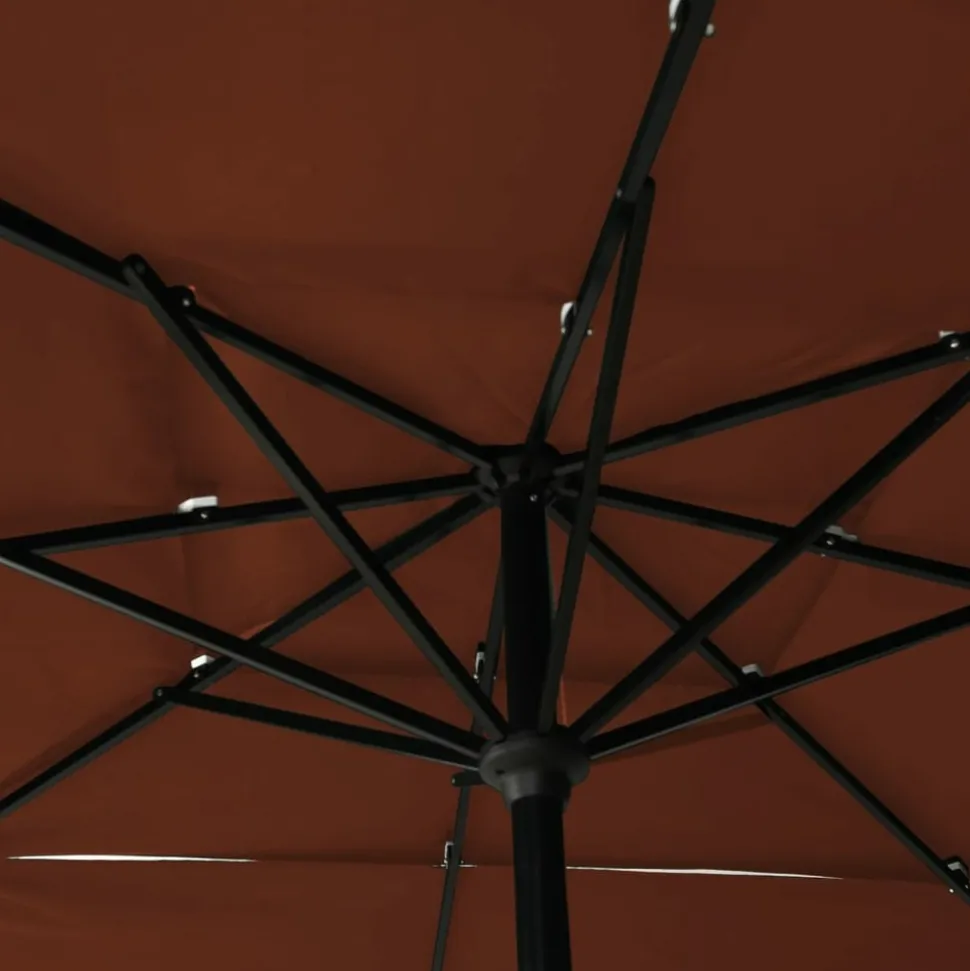 MAISON EXCLUSIVE - Parasol de jardin à 3 niveaux avec mât en aluminium terre cuite