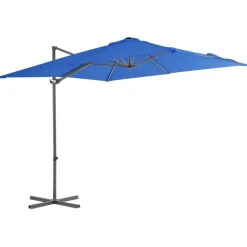 MAISON EXCLUSIVE - Parasol de jardin en porte-à-faux avec mât en acier bleu azuré