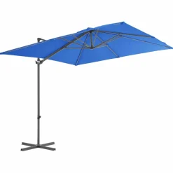 MAISON EXCLUSIVE - Parasol de jardin en porte-à-faux avec mât en acier bleu azuré