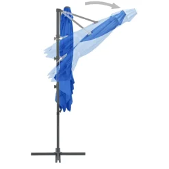 MAISON EXCLUSIVE - Parasol de jardin en porte-à-faux avec mât en acier bleu azuré