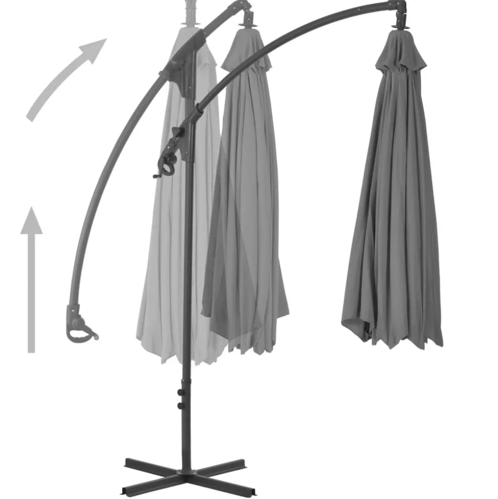 MAISON EXCLUSIVE - Parasol de jardin en porte-à-faux avec mât en acier anthracite