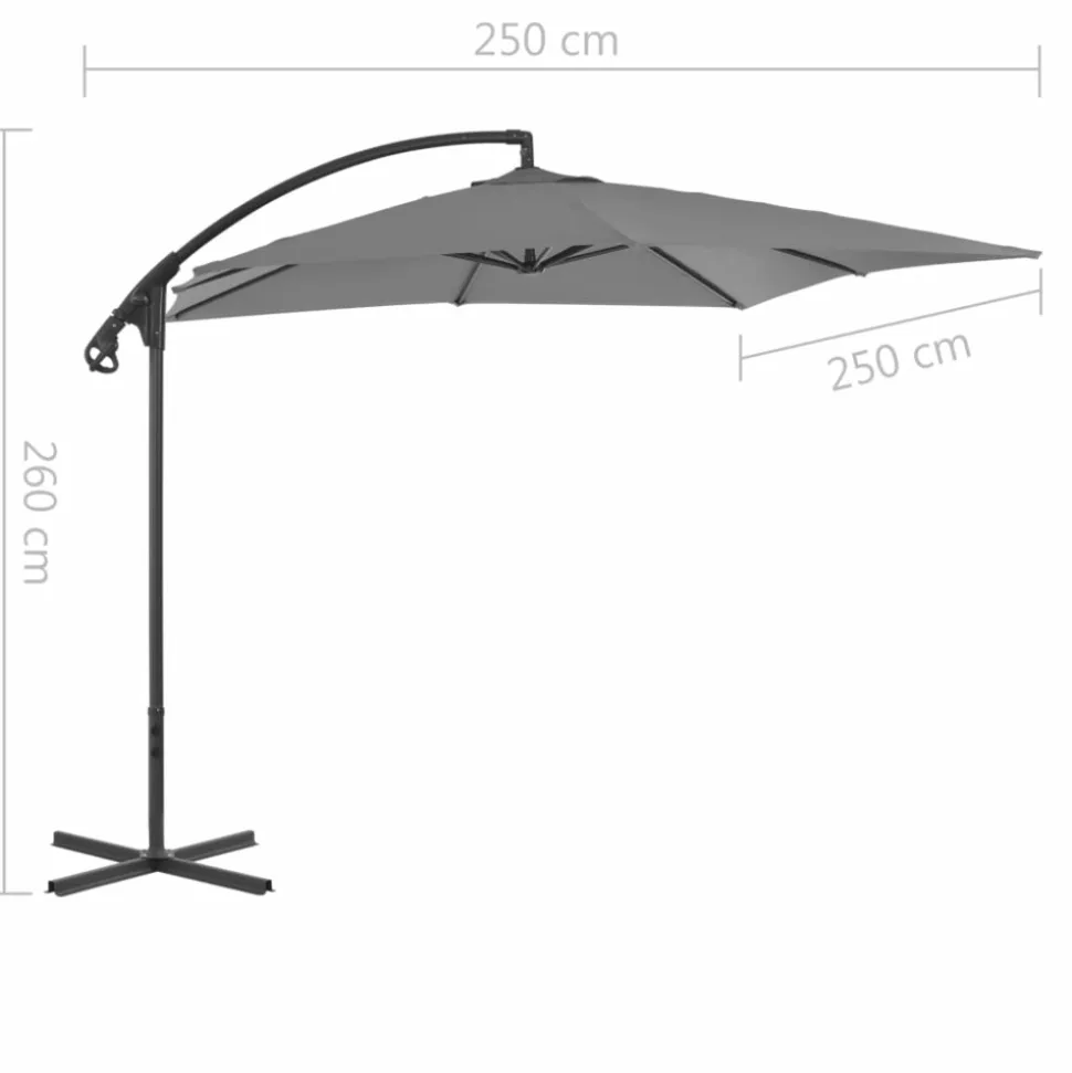 MAISON EXCLUSIVE - Parasol de jardin en porte-à-faux avec mât en acier anthracite