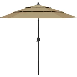 MAISON EXCLUSIVE - Parasol de jardin à 3 niveaux avec mât en aluminium taupe 2,5 m
