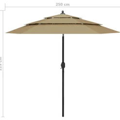 MAISON EXCLUSIVE - Parasol de jardin à 3 niveaux avec mât en aluminium taupe 2,5 m