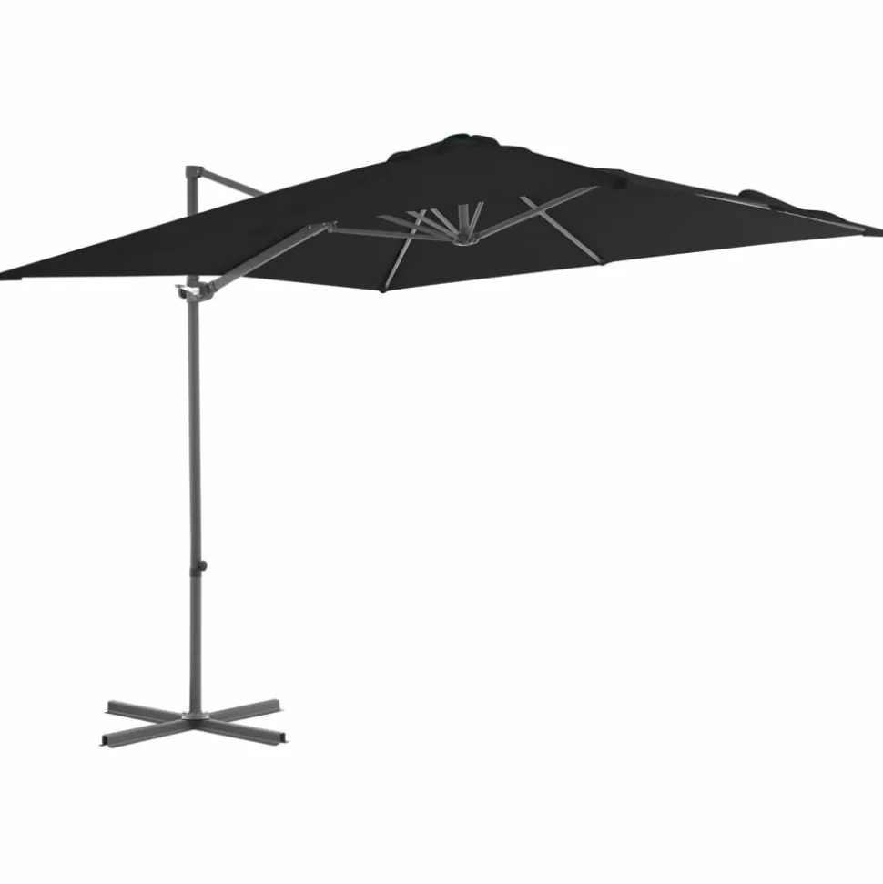 MAISON EXCLUSIVE - Parasol de jardin en porte-à-faux avec mât en acier noir