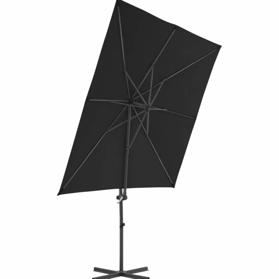 MAISON EXCLUSIVE - Parasol de jardin en porte-à-faux avec mât en acier noir