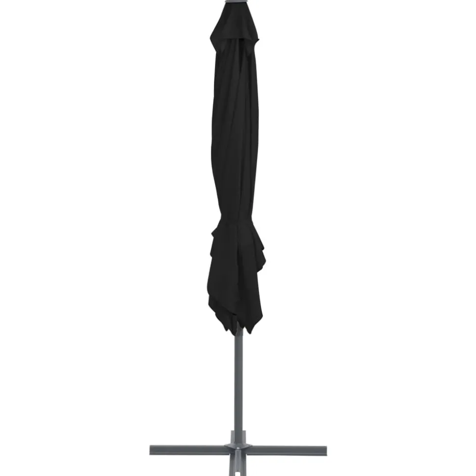 MAISON EXCLUSIVE - Parasol de jardin en porte-à-faux avec mât en acier noir