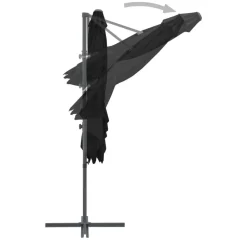 MAISON EXCLUSIVE - Parasol de jardin en porte-à-faux avec mât en acier noir
