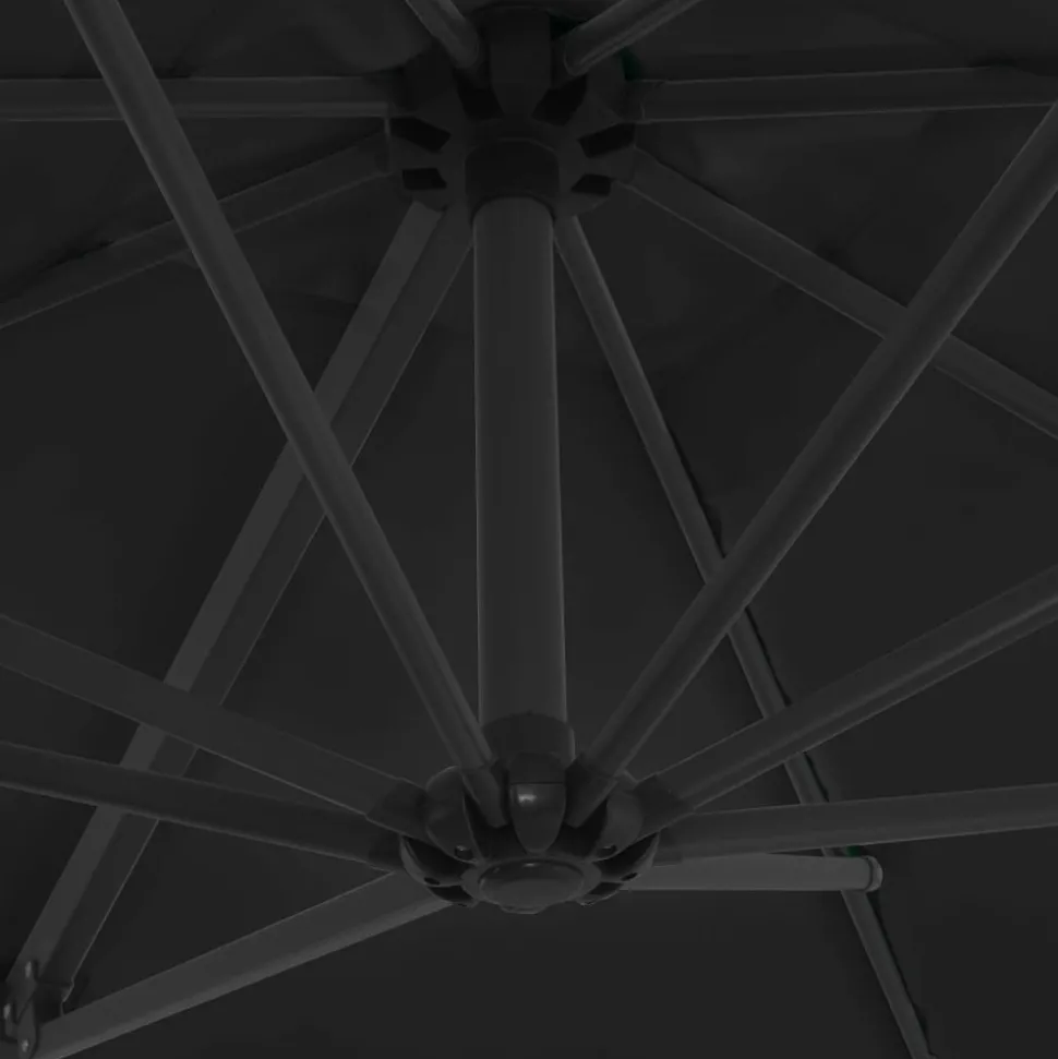 MAISON EXCLUSIVE - Parasol de jardin en porte-à-faux avec mât en acier noir