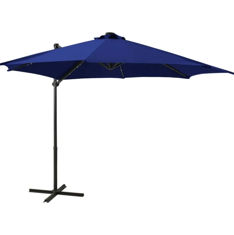 MAISON EXCLUSIVE - Parasol de jardin en porte-à-faux et mât et lumières led
