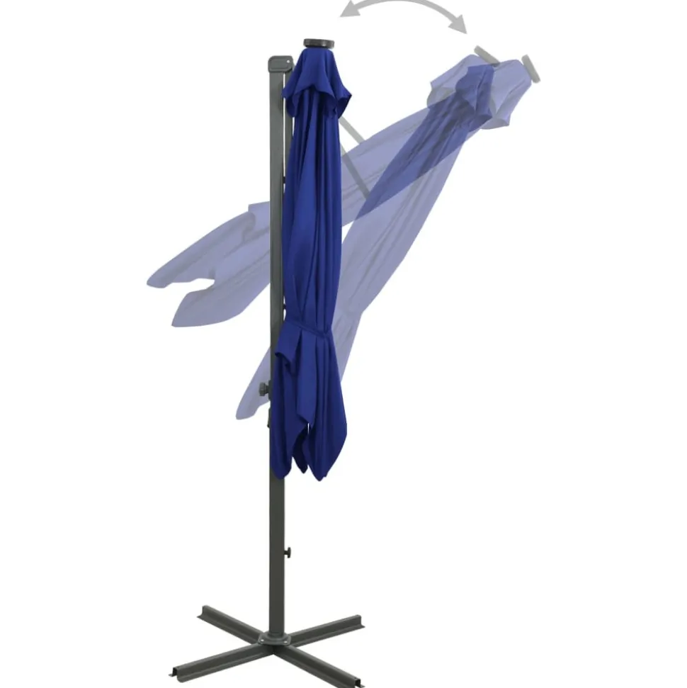 MAISON EXCLUSIVE - Parasol de jardin en porte-à-faux et mât et lumières led