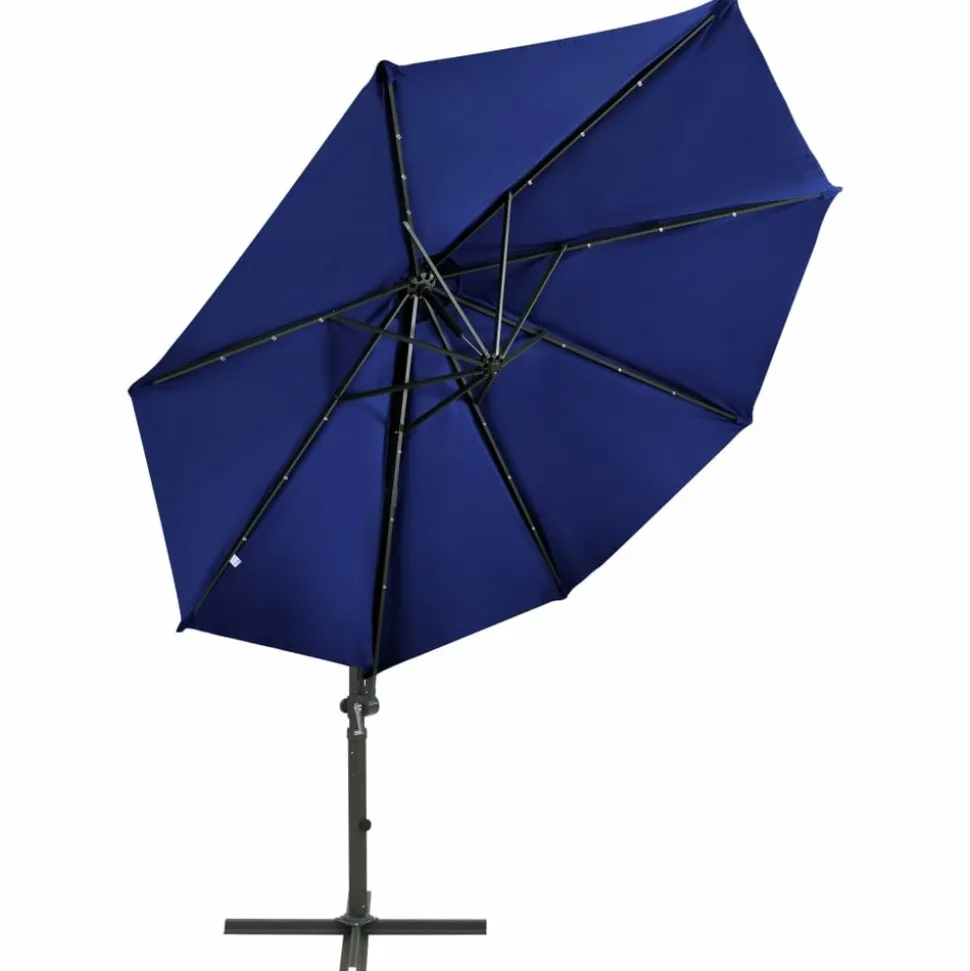 MAISON EXCLUSIVE - Parasol de jardin en porte-à-faux et mât et lumières led