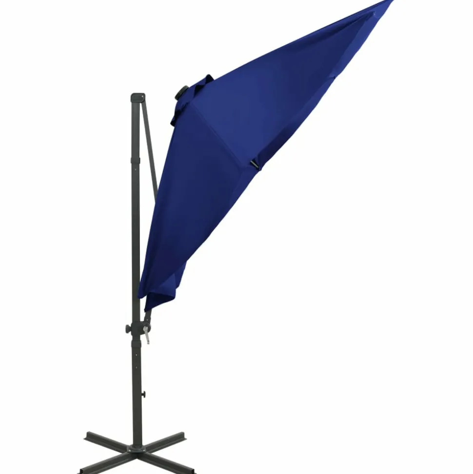 MAISON EXCLUSIVE - Parasol de jardin en porte-à-faux et mât et lumières led