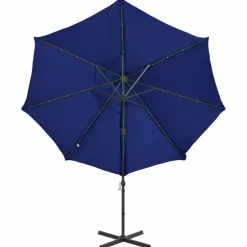 MAISON EXCLUSIVE - Parasol de jardin en porte-à-faux et mât et lumières led