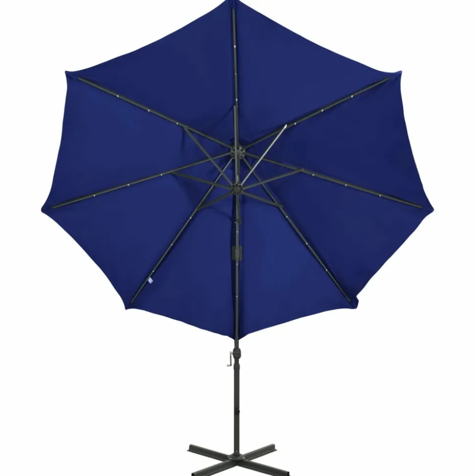 MAISON EXCLUSIVE - Parasol de jardin en porte-à-faux et mât et lumières led
