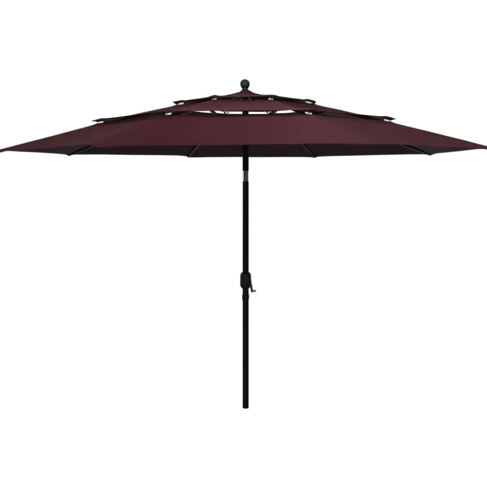 MAISON EXCLUSIVE - Parasol de jardin à 3 niveaux mât en aluminium rouge bordeaux