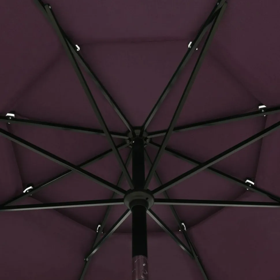 MAISON EXCLUSIVE - Parasol de jardin à 3 niveaux mât en aluminium rouge bordeaux