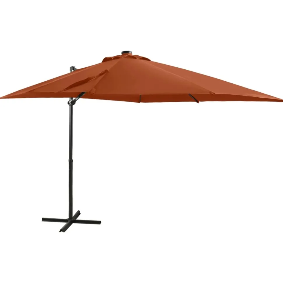 MAISON EXCLUSIVE - Parasol de jardin en porte-à-faux avec mât et lumières led
