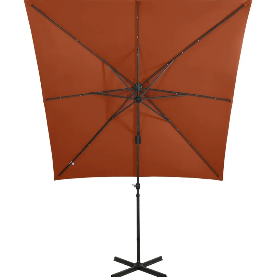 MAISON EXCLUSIVE - Parasol de jardin en porte-à-faux avec mât et lumières led