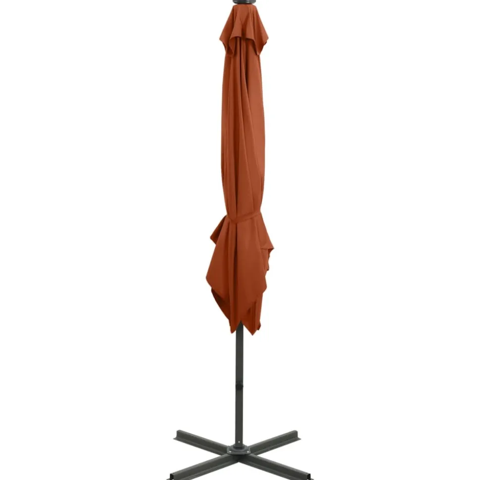 MAISON EXCLUSIVE - Parasol de jardin en porte-à-faux avec mât et lumières led