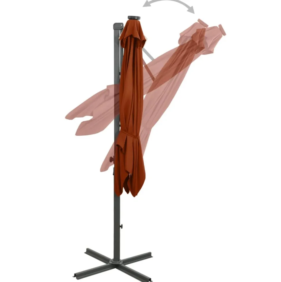 MAISON EXCLUSIVE - Parasol de jardin en porte-à-faux avec mât et lumières led