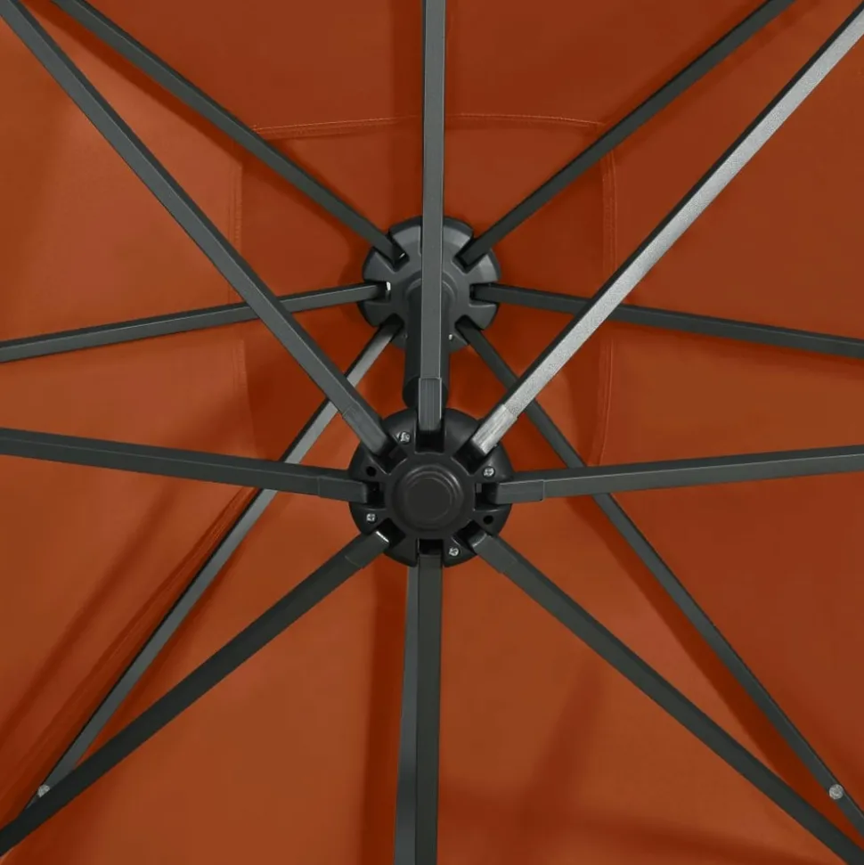 MAISON EXCLUSIVE - Parasol de jardin en porte-à-faux avec mât et lumières led