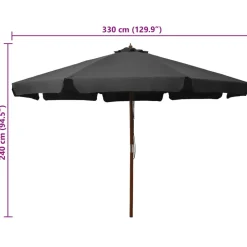 MAISON EXCLUSIVE - Parasol d'extérieur avec mât en bois 330 cm anthracite