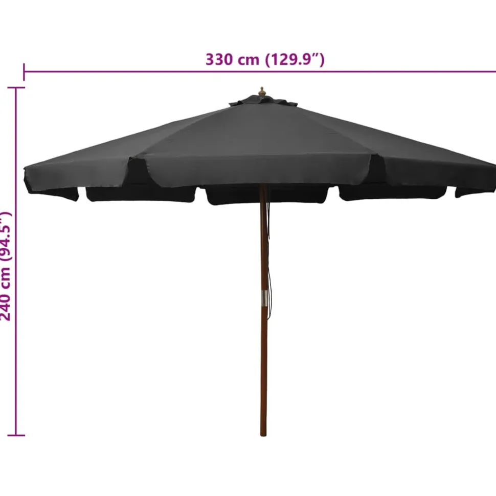 MAISON EXCLUSIVE - Parasol d'extérieur avec mât en bois 330 cm anthracite
