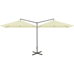 MAISON EXCLUSIVE - Parasol de jardin double avec mât en acier sable 600x300 cm