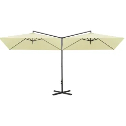 MAISON EXCLUSIVE - Parasol de jardin double avec mât en acier sable 600x300 cm