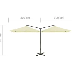 MAISON EXCLUSIVE - Parasol de jardin double avec mât en acier sable 600x300 cm