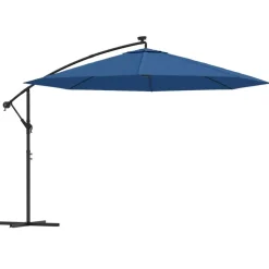 MAISON EXCLUSIVE - Parasol de jardin en porte-à-faux avec lumières led bleu azuré