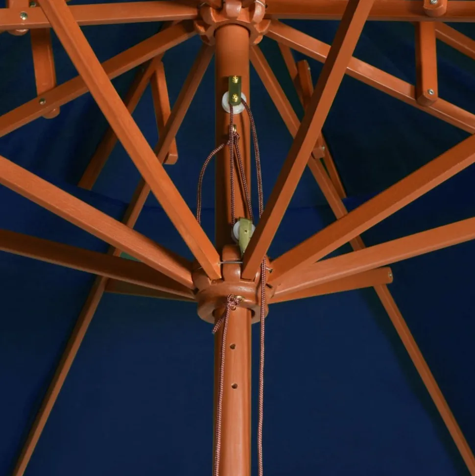 MAISON EXCLUSIVE - Parasol à deux étages avec mât en bois bleu 270 cm