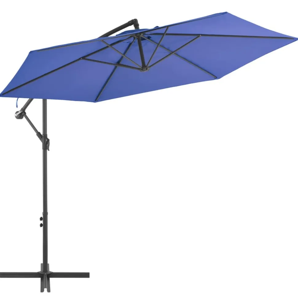 MAISON EXCLUSIVE - Parasol de jardin en porte-à-faux avec mât en aluminium bleu
