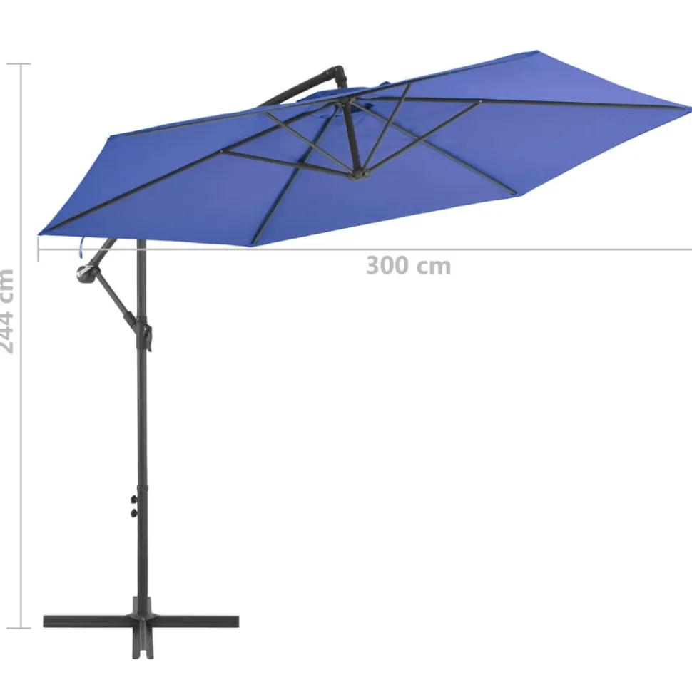 MAISON EXCLUSIVE - Parasol de jardin en porte-à-faux avec mât en aluminium bleu