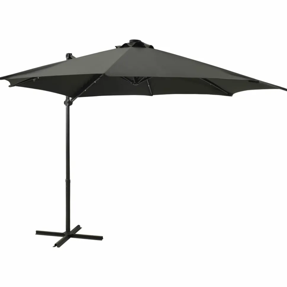 MAISON EXCLUSIVE - Parasol de jardin en porte-à-faux avec mât et lumières led