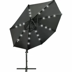 MAISON EXCLUSIVE - Parasol de jardin en porte-à-faux avec mât et lumières led