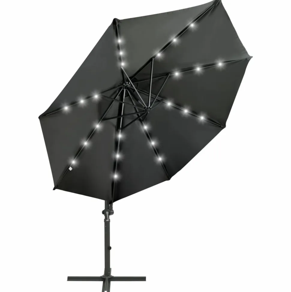 MAISON EXCLUSIVE - Parasol de jardin en porte-à-faux avec mât et lumières led
