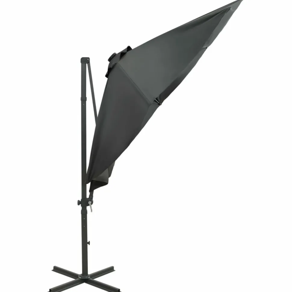 MAISON EXCLUSIVE - Parasol de jardin en porte-à-faux avec mât et lumières led
