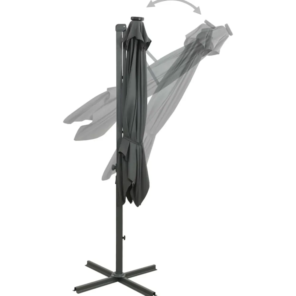 MAISON EXCLUSIVE - Parasol de jardin en porte-à-faux avec mât et lumières led