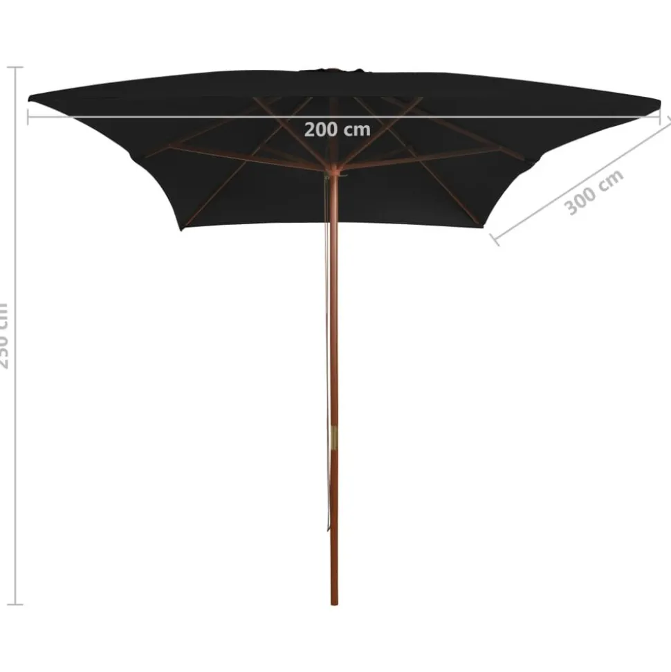 MAISON EXCLUSIVE - Parasol de jardin avec mât en bois noir 200x300 cm