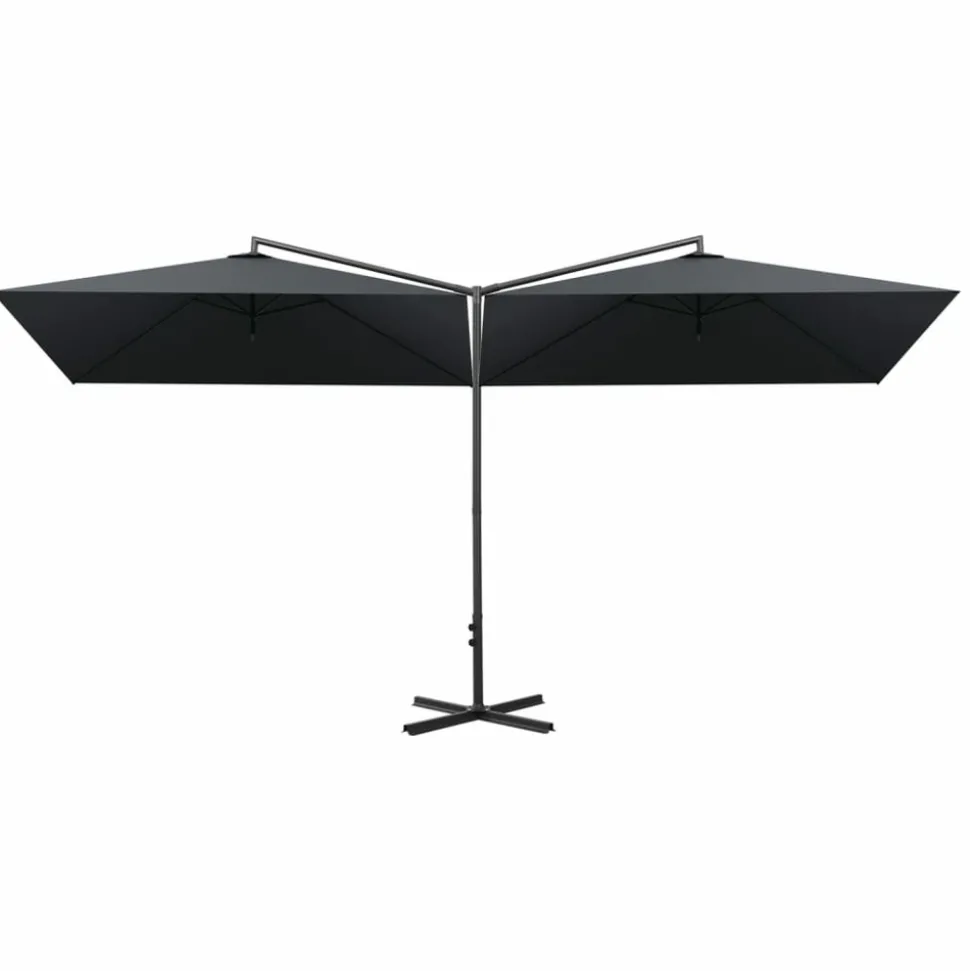 MAISON EXCLUSIVE - Parasol de jardin double avec mât en acier anthracite 600x300cm
