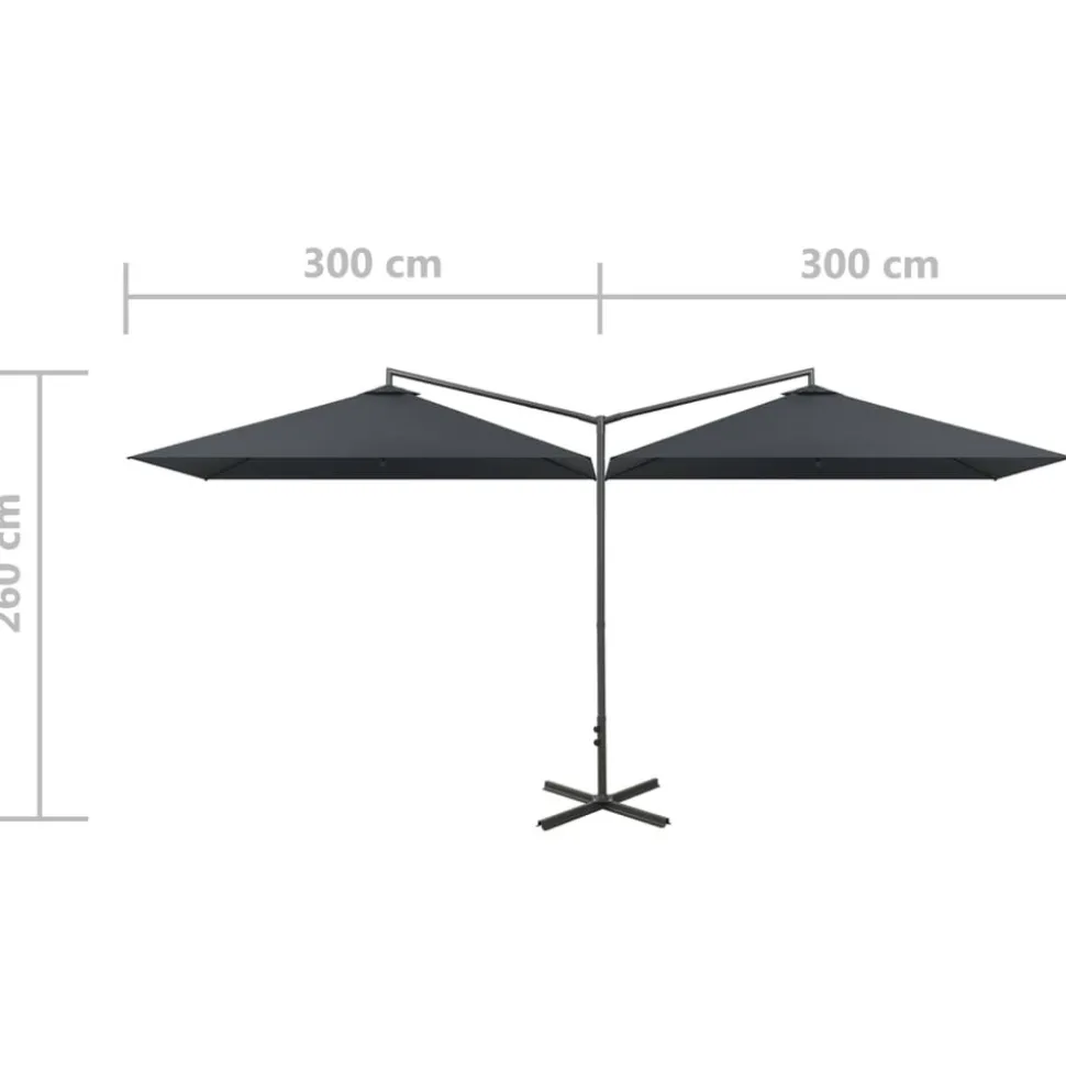 MAISON EXCLUSIVE - Parasol de jardin double avec mât en acier anthracite 600x300cm