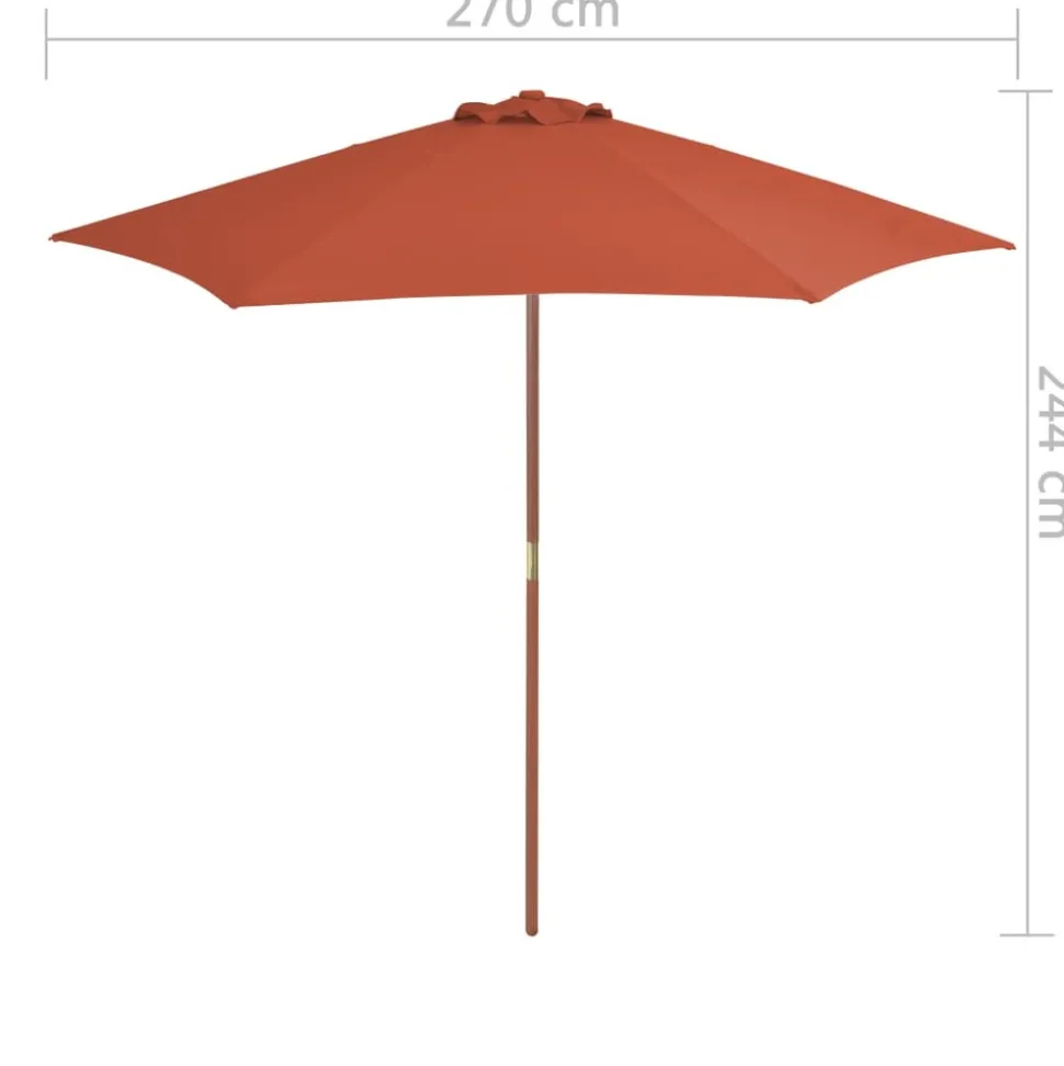 MAISON EXCLUSIVE - Parasol d'extérieur avec mât en bois 270 cm terre cuite