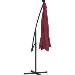 MAISON EXCLUSIVE - Parasol de jardin en porte-à-faux et lumières led mât en acier