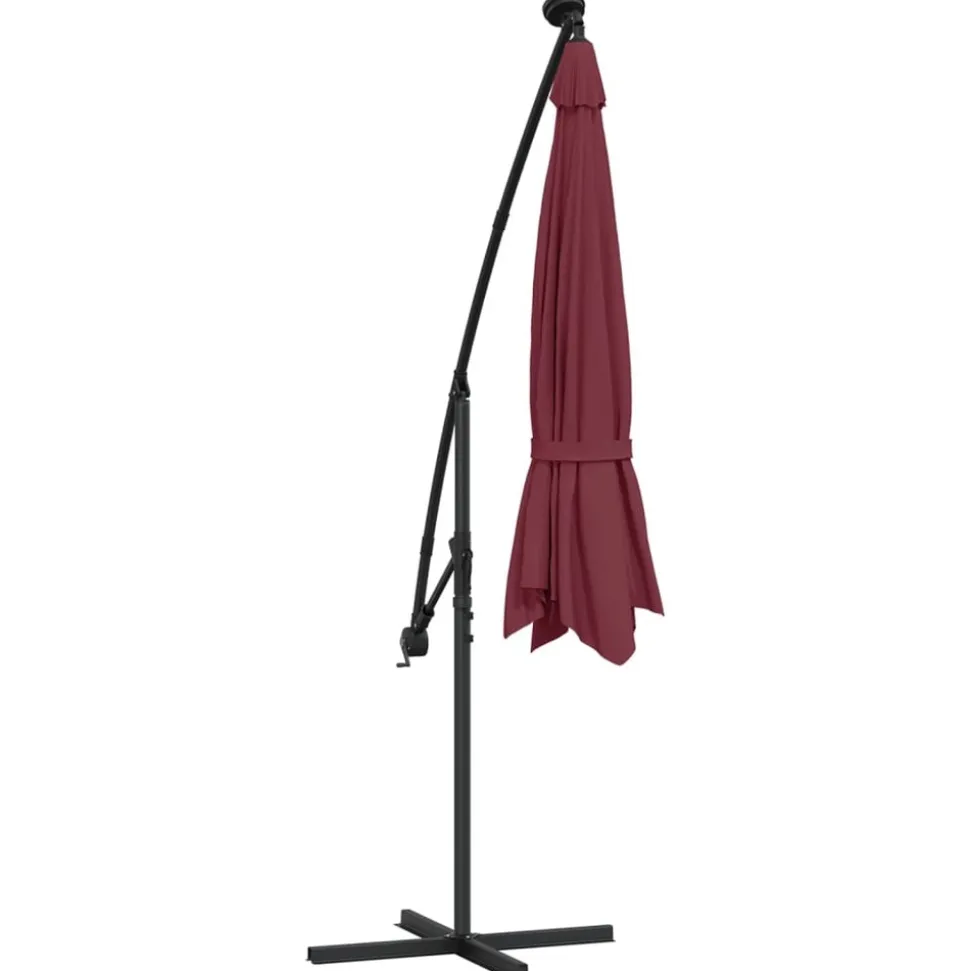 MAISON EXCLUSIVE - Parasol de jardin en porte-à-faux et lumières led mât en acier