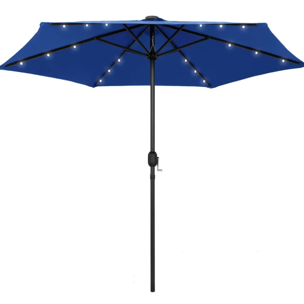 MAISON EXCLUSIVE - Parasol de jardin et lumières led mât en aluminium bleu azuré