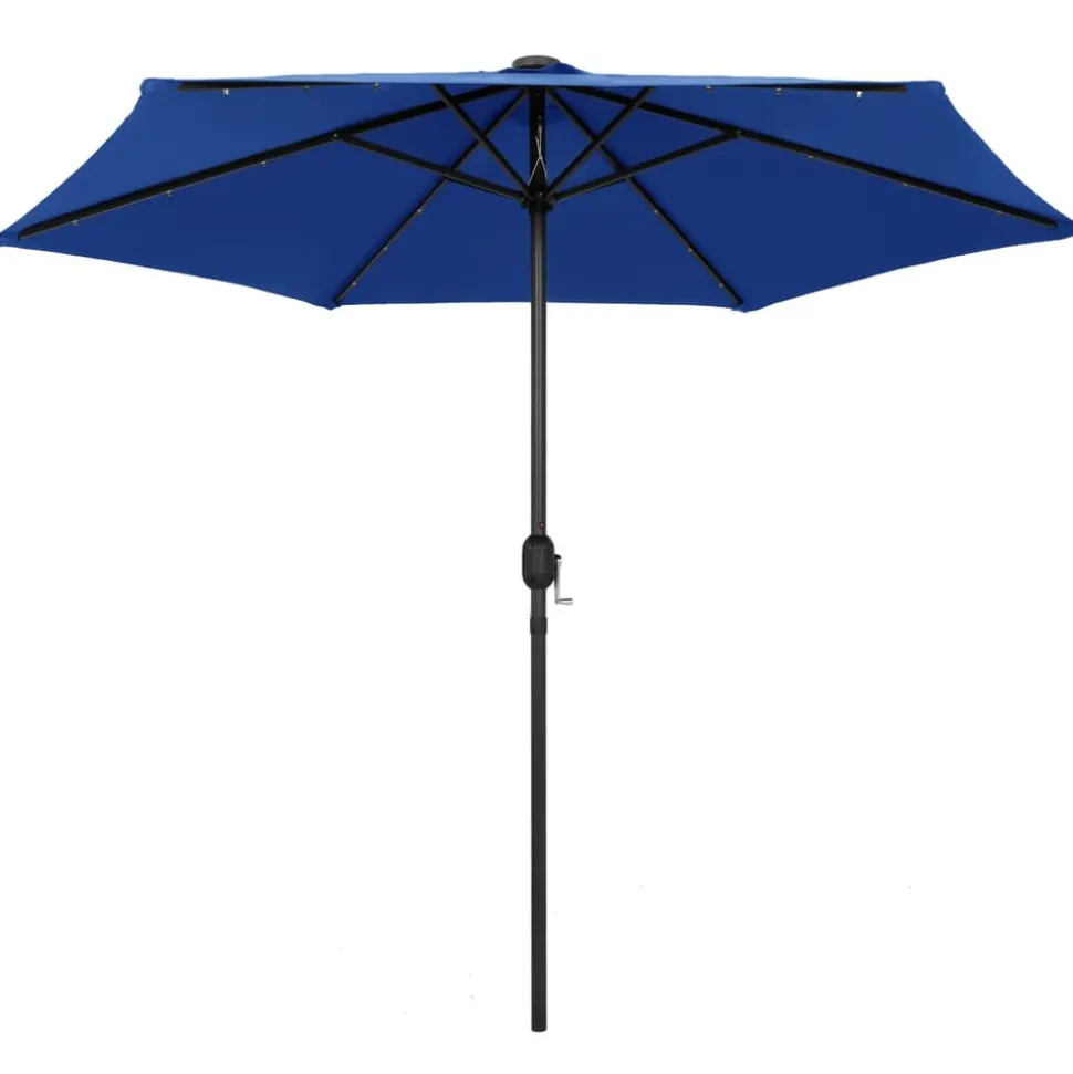 MAISON EXCLUSIVE - Parasol de jardin et lumières led mât en aluminium bleu azuré