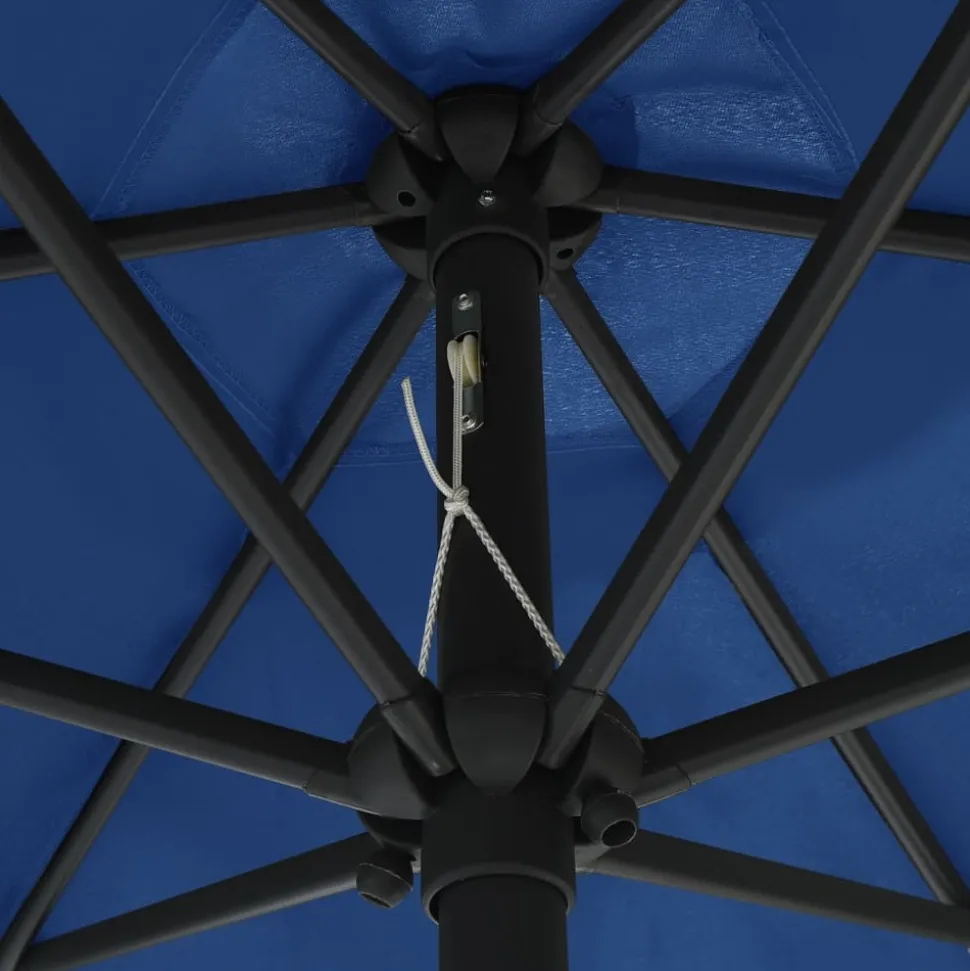 MAISON EXCLUSIVE - Parasol de jardin et lumières led mât en aluminium bleu azuré